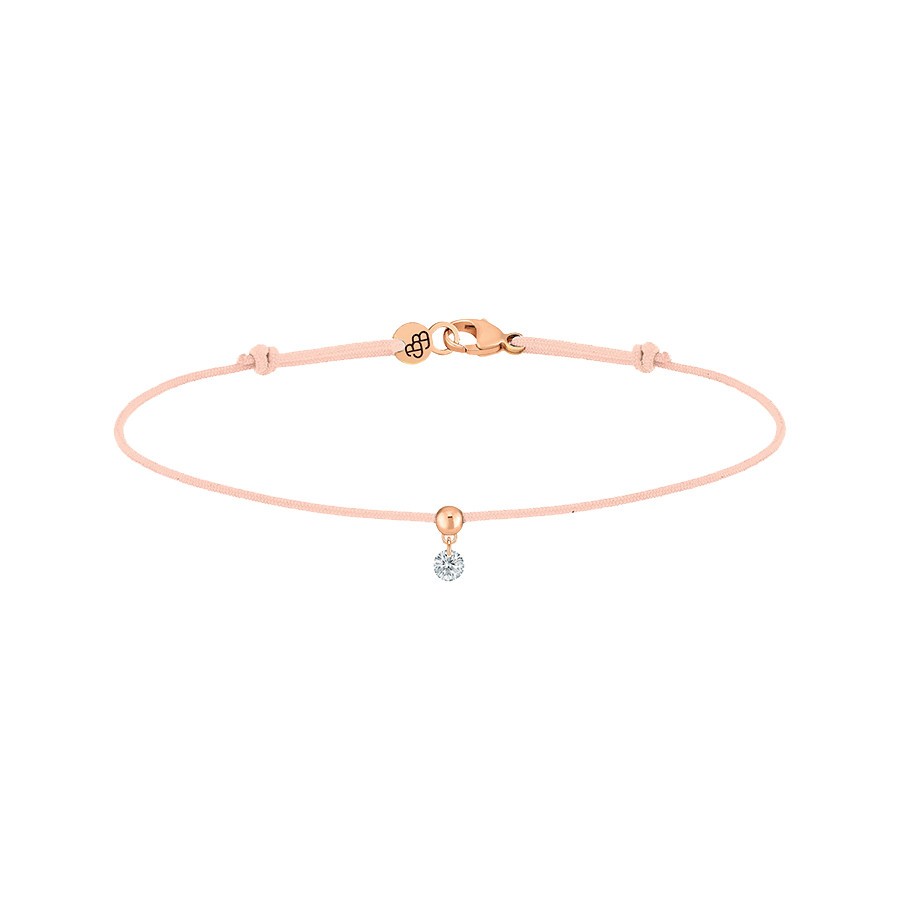 Bracelet cordon La Brune et La Blonde nude en or rose et diamant 0,07 carat