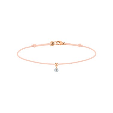 Bracelet cordon La Brune et La Blonde nude en or rose et diamant 0,10 carat