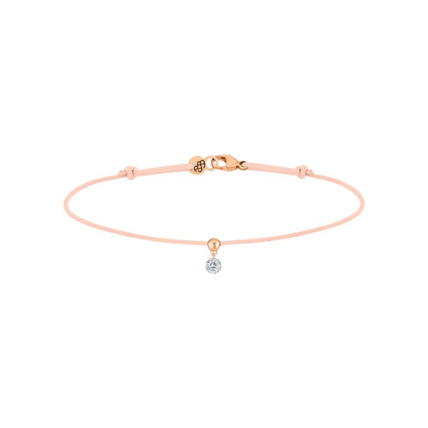 Bracelet cordon La Brune et La Blonde nude en or rose et diamant 0,10 carat