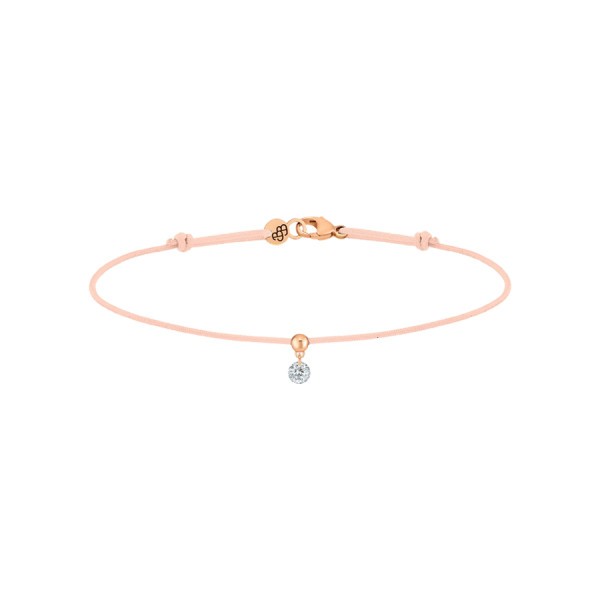 Bracelet cordon La Brune et La Blonde nude en or rose et diamant 0,10 carat