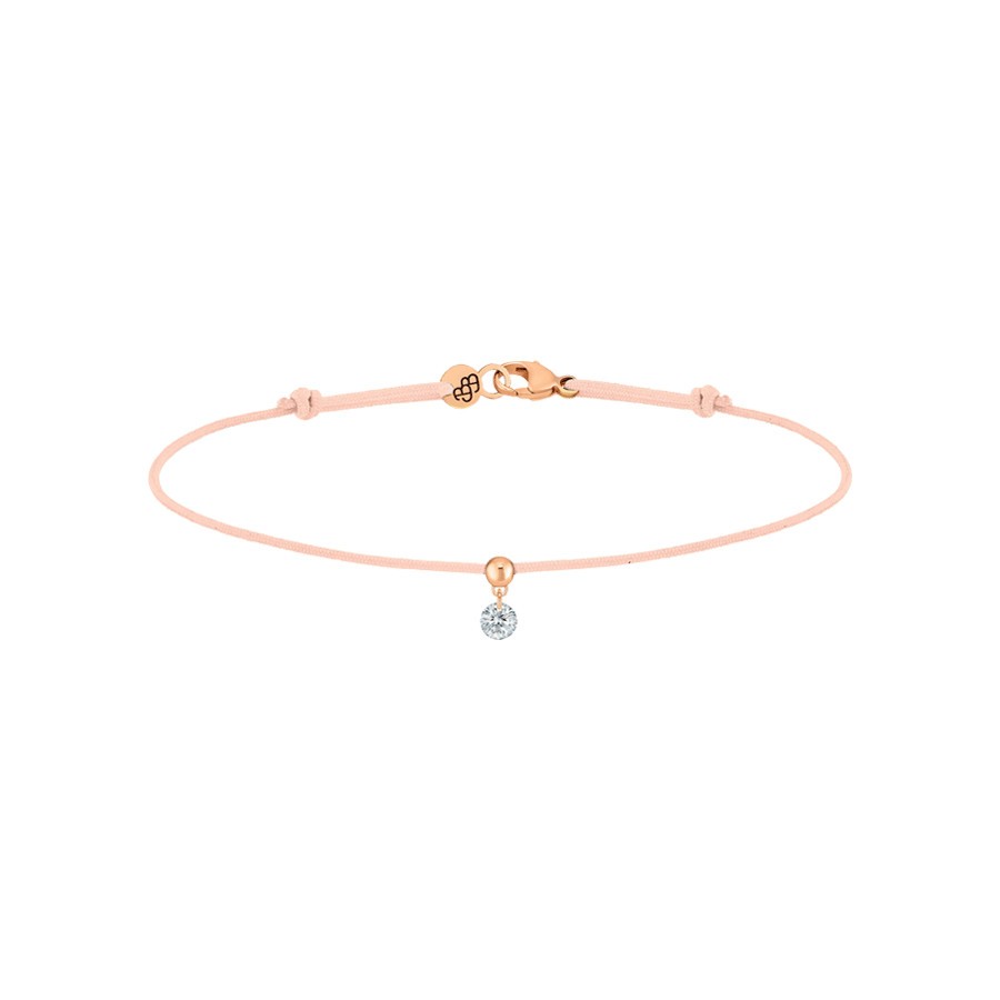 Bracelet cordon La Brune et La Blonde nude en or rose et diamant 0,10 carat