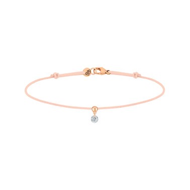 Bracelet cordon La Brune et La Blonde nude en or rose et diamant 0,10 carat
