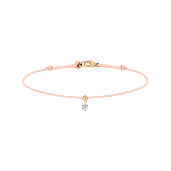 Bracelet cordon La Brune et La Blonde nude en or rose et diamant 0,10 carat