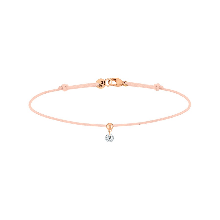 Bracelet cordon La Brune et La Blonde nude en or rose et diamant 0,10 carat