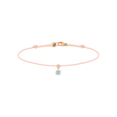 Bracelet cordon La Brune et La Blonde nude en or rose et diamant 0,15 carat