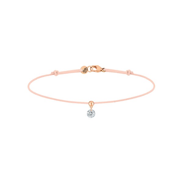 Bracelet cordon La Brune et La Blonde nude en or rose et diamant 0,15 carat