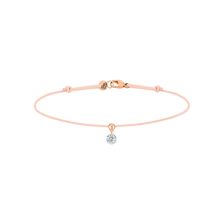 Bracelet cordon La Brune et La Blonde nude en or rose et diamant 0,15 carat