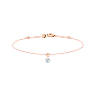 Bracelet cordon La Brune et La Blonde nude en or rose et diamant 0,15 carat