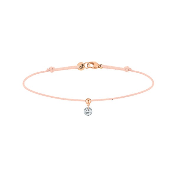 Bracelet cordon La Brune et La Blonde nude en or rose et diamant 0,15 carat