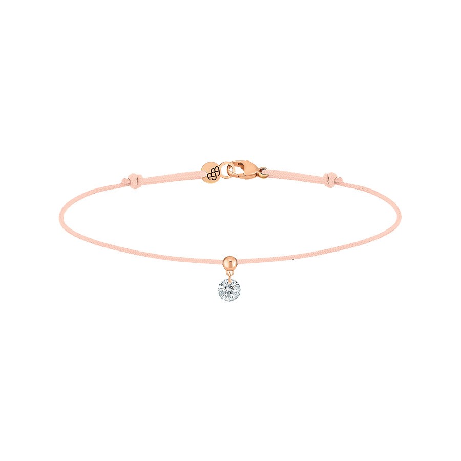 Bracelet cordon La Brune et La Blonde nude en or rose et diamant 0,15 carat