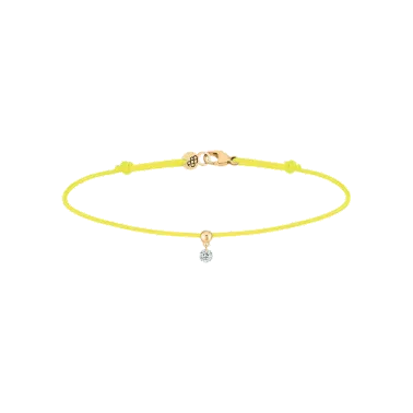 Bracelet cordon La Brune et La Blonde jaune en or jaune et diamant 0,07 carat