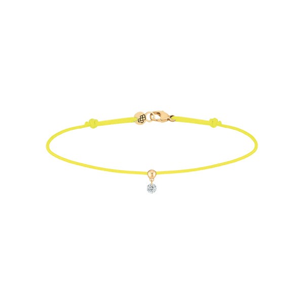 Bracelet cordon La Brune et La Blonde jaune en or jaune et diamant 0,07 carat