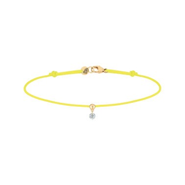 Bracelet cordon La Brune et La Blonde jaune en or jaune et diamant 0,07 carat