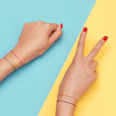 Bracelet cordon La Brune et La Blonde jaune en or jaune et diamant 0,07 carat