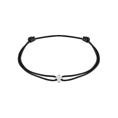 Bracelet Dinh Van Le Cube Diamant en or blanc et diamant sur cordon