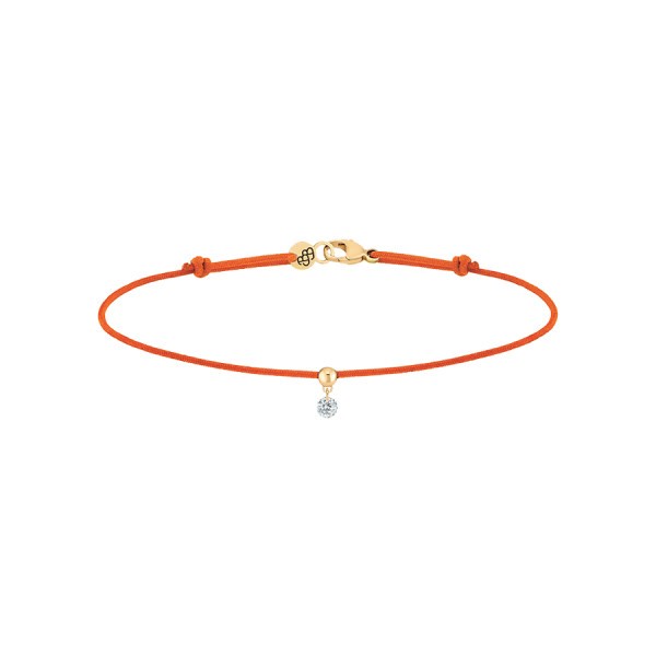 Bracelet cordon La Brune et La Blonde orange en or jaune et diamant 0,07 carat