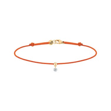 Bracelet cordon La Brune et La Blonde orange en or jaune et diamant 0,07 carat