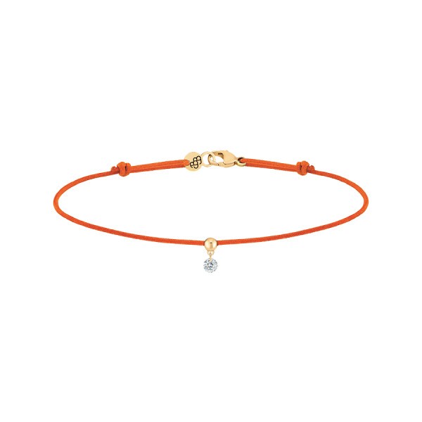Bracelet cordon La Brune et La Blonde orange en or jaune et diamant 0,07 carat