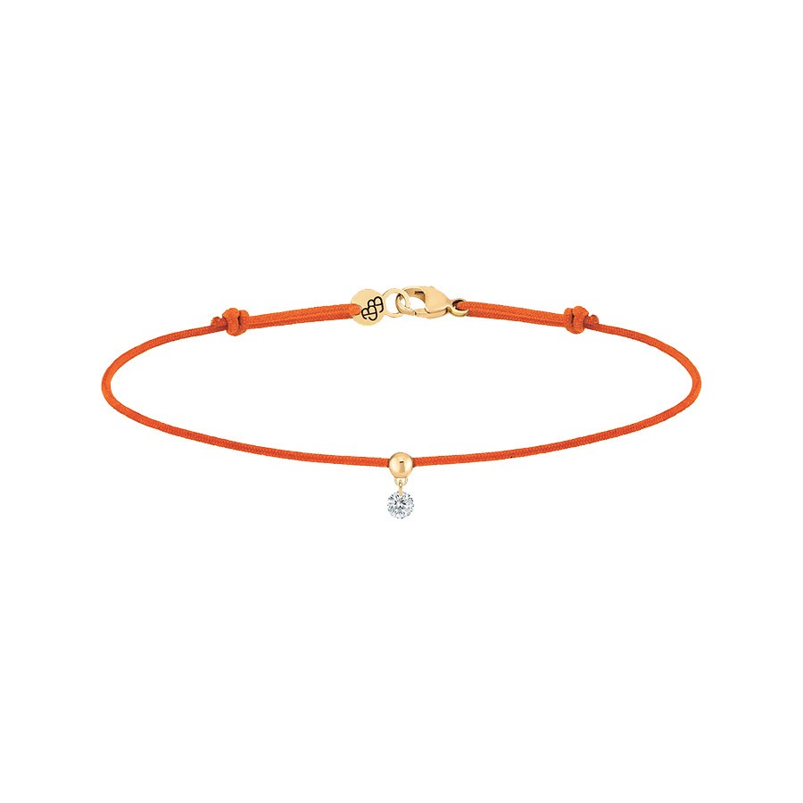 Bracelet cordon La Brune et La Blonde orange en or jaune et diamant 0,07 carat