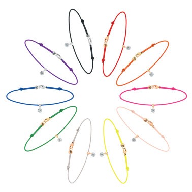 Bracelet cordon La Brune et La Blonde orange en or jaune et diamant 0,07 carat