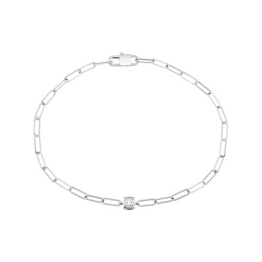 Bracelet Dinh Van Le Cube Diamant en or blanc et diamant sur chaîne - SOLDAT