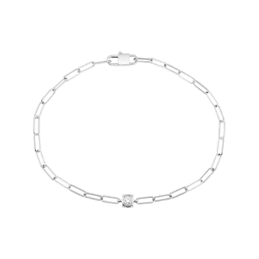 Bracelet Dinh Van Le Cube Diamant en or blanc et diamant sur chaîne