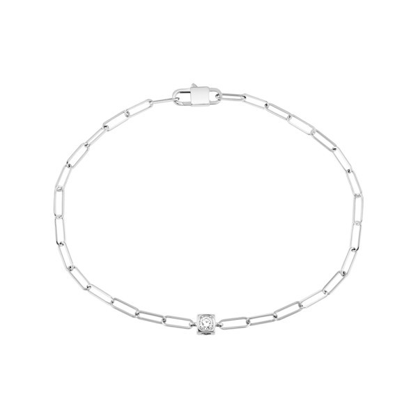 Bracelet Dinh Van Le Cube Diamant en or blanc et diamant sur chaîne