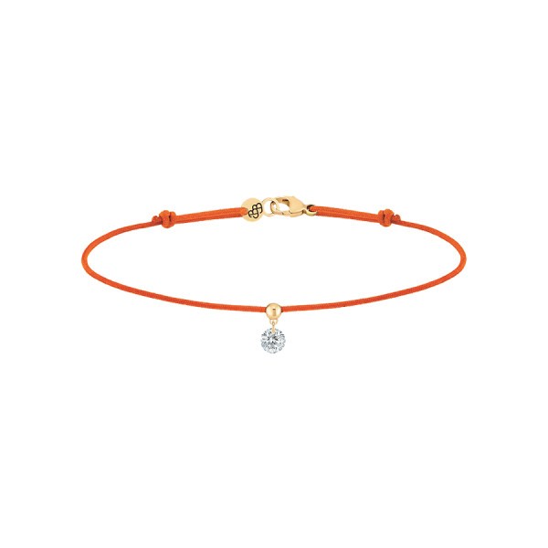 Bracelet cordon La Brune et La Blonde orange en or jaune et diamant 0,15 carat