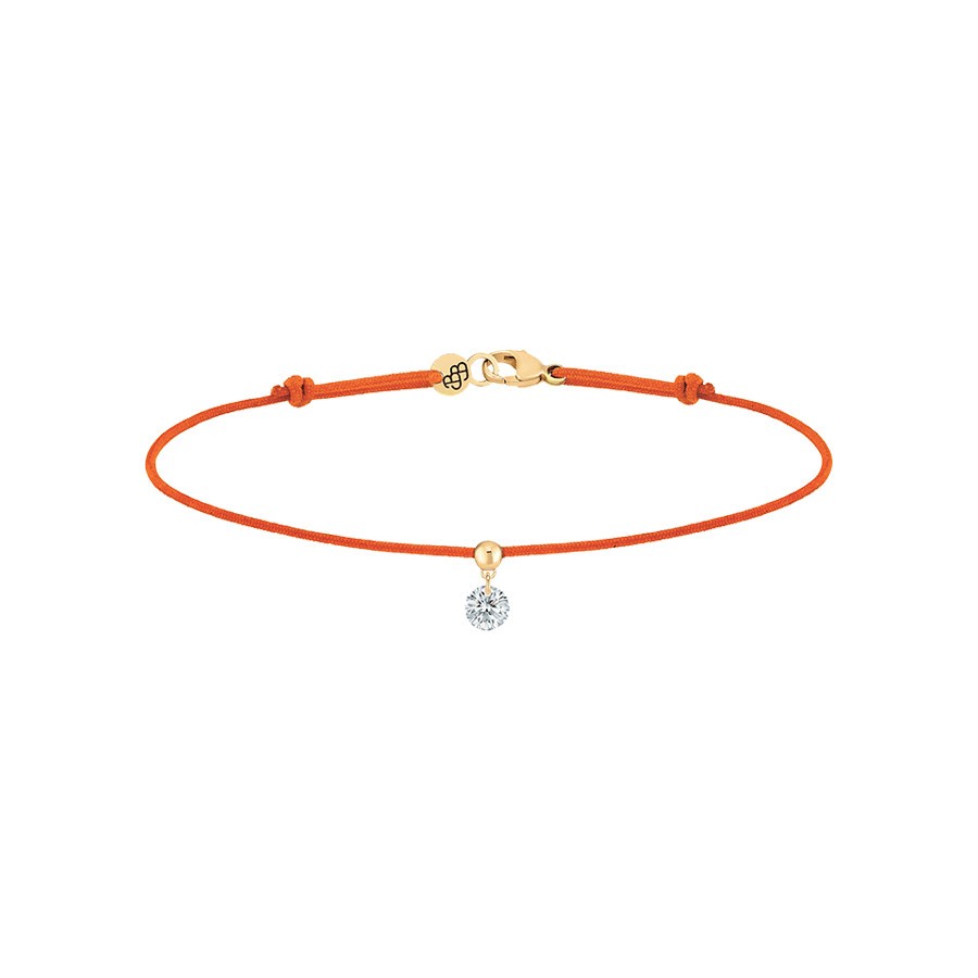 Bracelet cordon La Brune et La Blonde orange en or jaune et diamant 0,15 carat