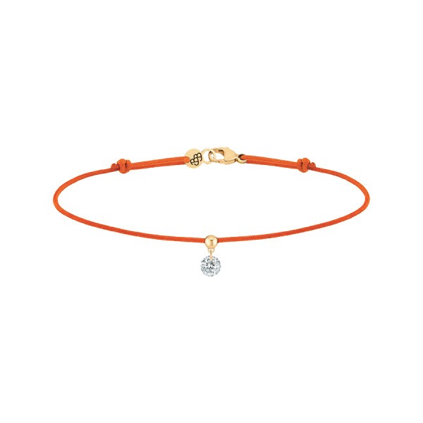 Bracelet cordon La Brune et La Blonde orange en or jaune et diamant 0,15 carat