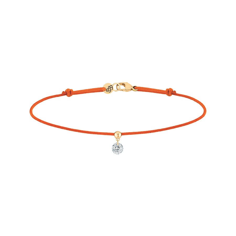 Bracelet cordon La Brune et La Blonde orange en or jaune et diamant 0,15 carat