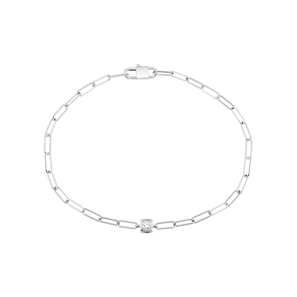 Bracelet Dinh Van Le Cube Diamant en or blanc et diamant sur chaîne