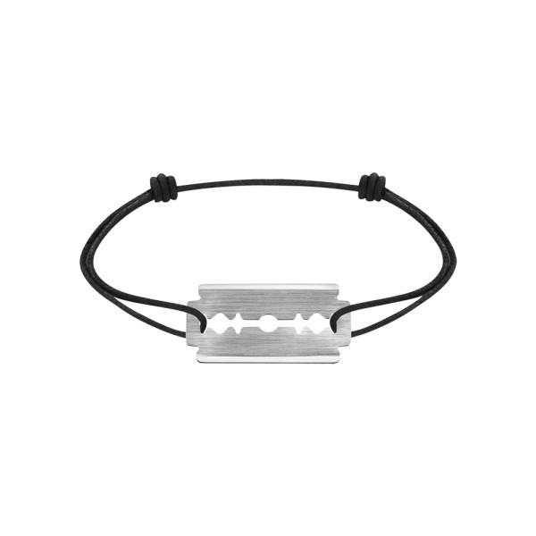 Bracelet Dinh Van Lame de rasoir en or blanc sur cordon