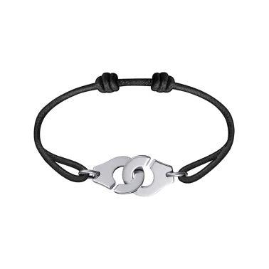 Bracelet Dinh Van Menottes R15 en or blanc sur cordon