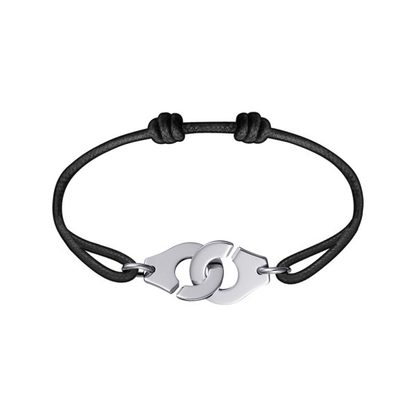 Bracelet Dinh Van Menottes R15 en or blanc sur cordon - SOLDAT