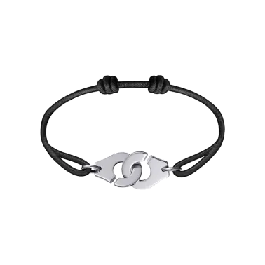Bracelet Dinh Van Menottes R15 en or blanc sur cordon