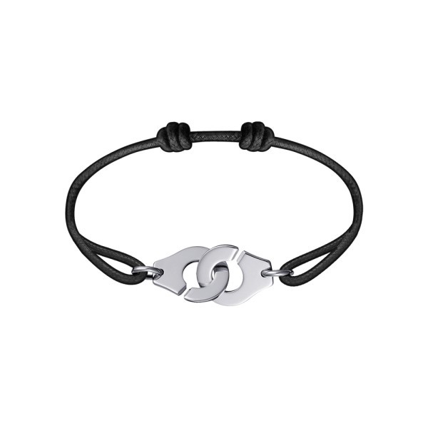 Bracelet Dinh Van Menottes R15 en or blanc sur cordon - SOLDAT PL