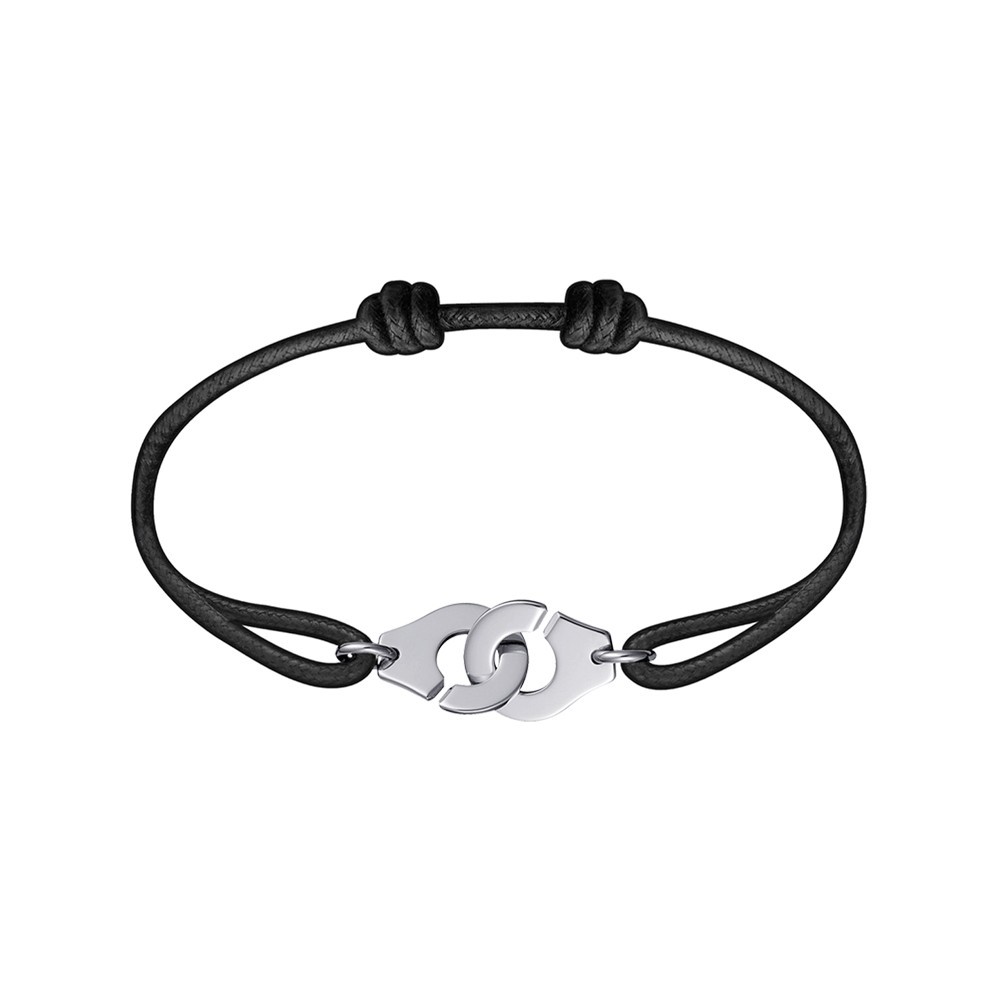 Bracelet Dinh Van Menottes R12 en platine sur cordon