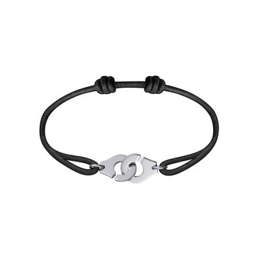 Bracelet Dinh Van Menottes R12 en platine sur cordon