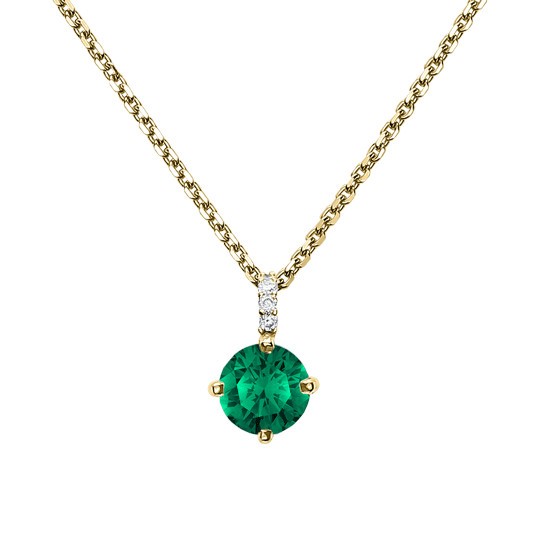 Collier Lepage Comtesse en or jaune émeraude et diamants