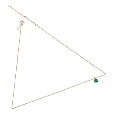 Collier Lepage Comtesse en or rose émeraude et diamants