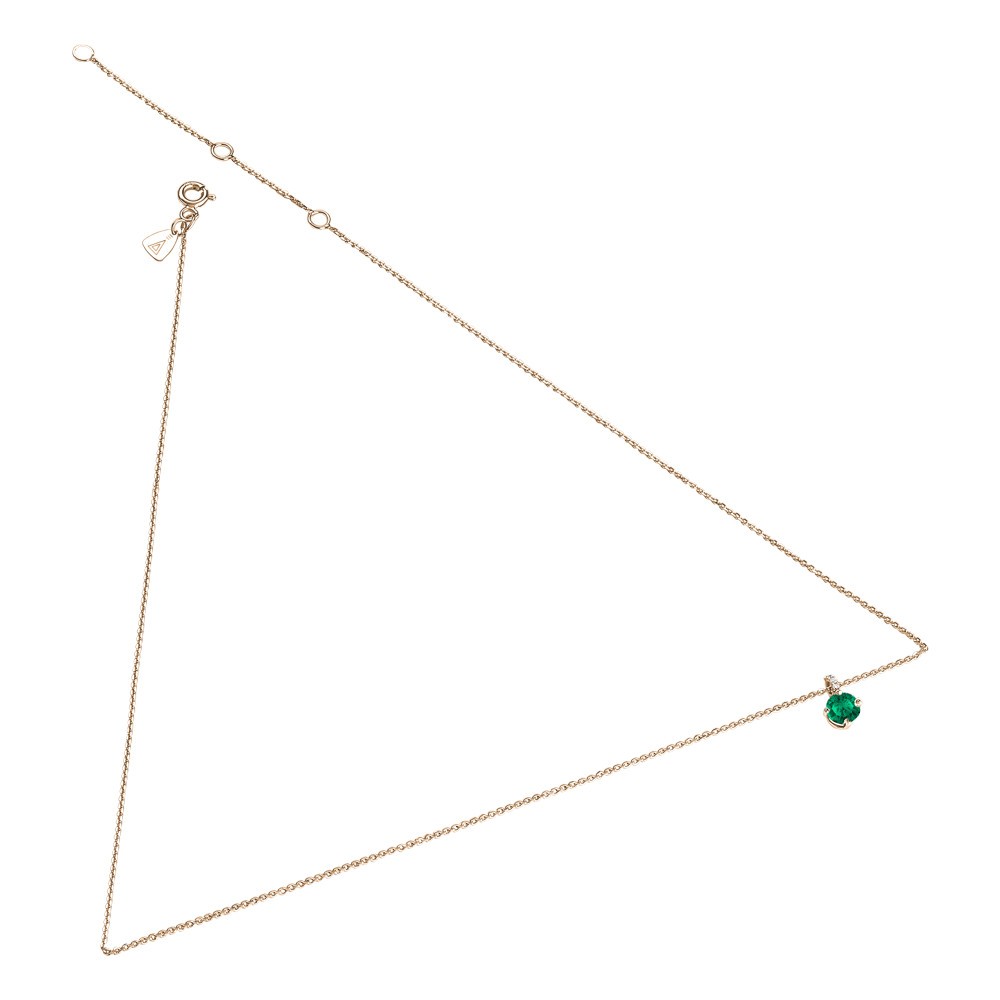 Collier Lepage Comtesse en or rose émeraude et diamants