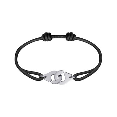 Bracelet Dinh Van Menottes R12 en or blanc sur cordon - SOLDAT