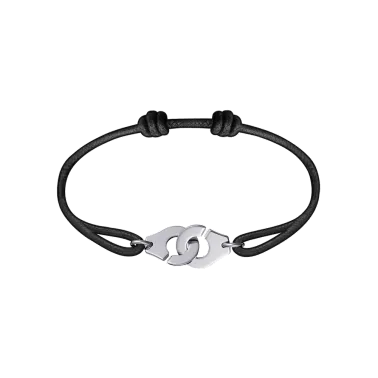 Bracelet Dinh Van Menottes R12 en or blanc sur cordon - SOLDAT PL