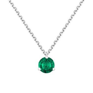 Collier Lepage Joli Cœur en or blanc et émeraude