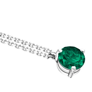 Collier Lepage Joli Cœur en or blanc et émeraude