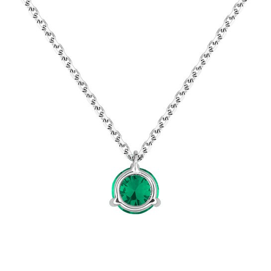 Collier Lepage Joli Cœur en or blanc et émeraude