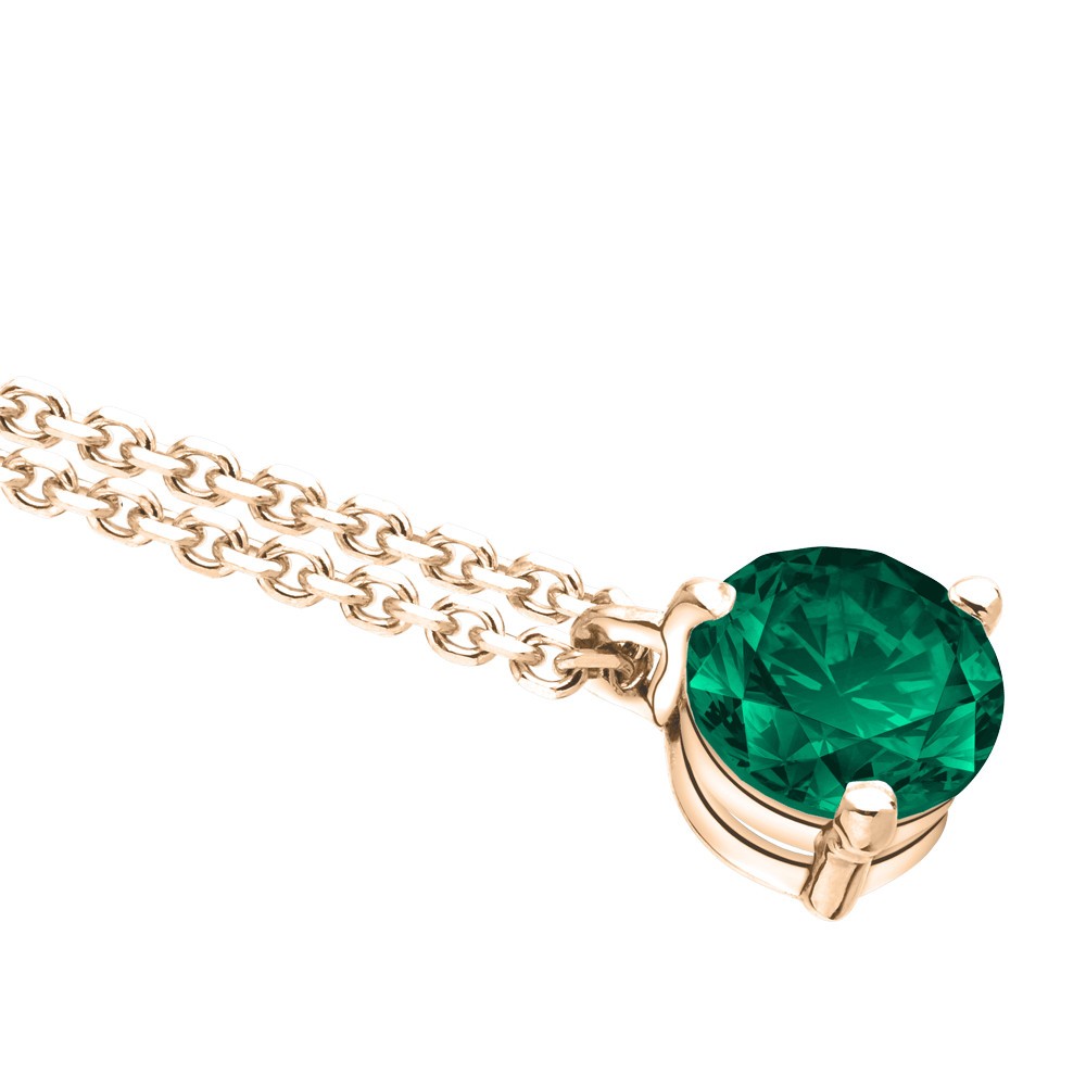 Collier Lepage Joli Cœur en or rose et émeraude