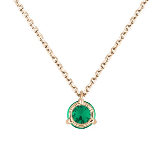 Collier Lepage Joli Cœur en or rose et émeraude