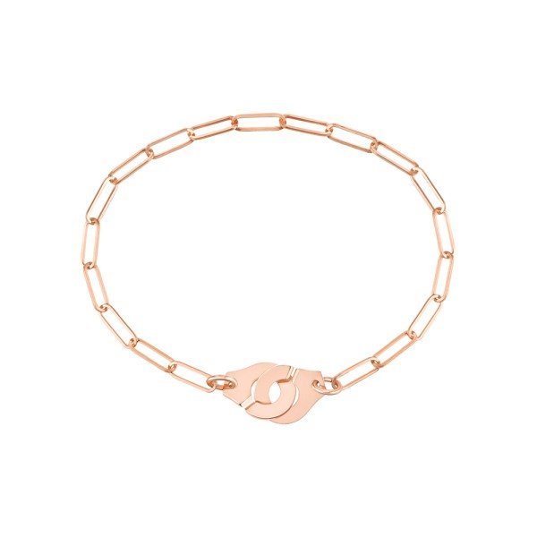 Bracelet Dinh Van Menottes R10 en or rose sur chaîne